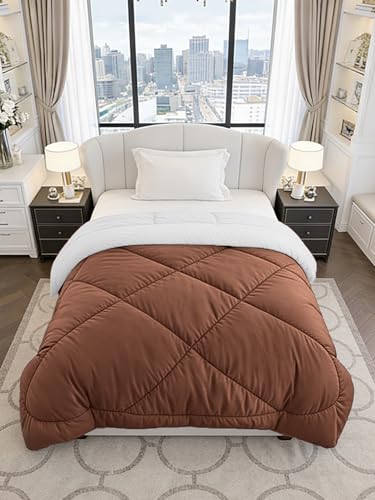 Image of Monte Carlo Polyester Comforter Single Bed | 200 GSM Lightweight & Reversible | Soft Quilt for Mild Winter | Easy Care All Season Comforter (Beige) | 59 x 87 Inches