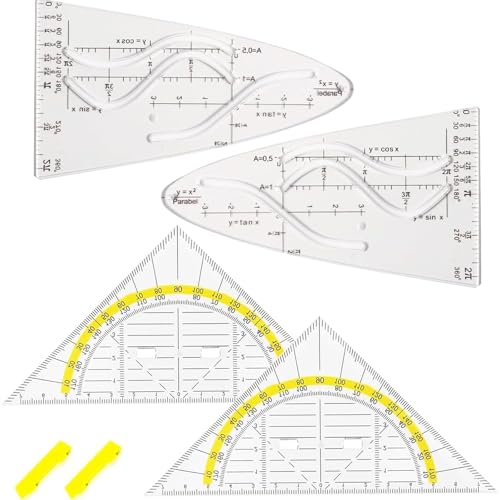 4 plantillas de parábola para matemáticas, plantilla de curva, escuadra para escuela primaria, regla de parábola normal, plantilla de plástico flexible para estudiantes, oficinas y diseñadores