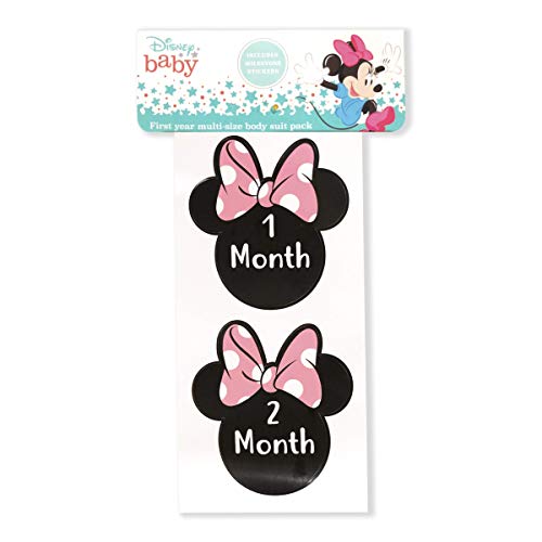 Disney Minnie Mouse Baby Girls’ Bodysuit 4 Pack With 0-12 Milestone Stickers Pack For Newborn And Infant #TOP5