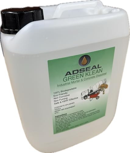 AdSeal Green Klean Concrete & Mortar Dissolver Eco Friendly Safe Brick/Patio Acid Alternative (5 Litres) - Can Be Used To Remove Cement Or Concrete Splashes From Any Surface.