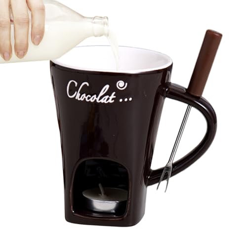 Taza de fondue de chocolate genérica | Pot de Fondue con tenedor – Kit de taza portátil – para salsa de queso caramelo marisco cena aperitivo cumpleaños boda fiesta