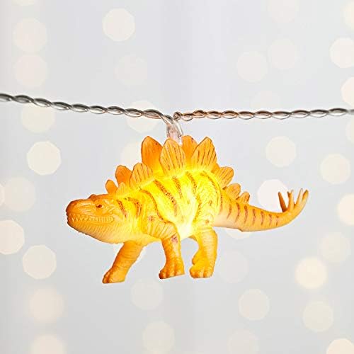 Lights4fun Dinosaur Children's Fairy String Lights Battery Operated Bedroom Nursery 12 Warm White LEDs with Timer 2.2m