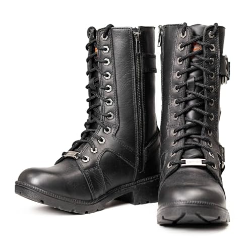 Image of Milwaukee Leather Women's Premium Leather Motorcycle Riding Boots - Lace-To-Toe Harness - Zipper Closure - MBL9391-7.5