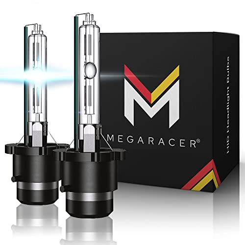 Mega Racer D4S Hid Bulb 8000K Ice Blue D4S/D4R Xenon Hid Bulbs For Low Beam High Beam Replacement Bulbs, 35W Metal Stents Base 12V Ip68 Waterproof, Pack Of 2 #TOP14