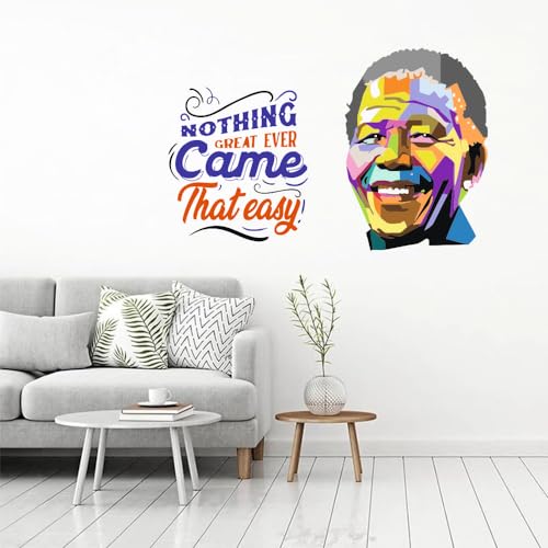 Image of Nelson Mandela Nothing Come Quotes Office - Inspirational - Motivational - Quotes - Wall Sticker for Kids Room, Living Room, School, Library (Size - 78CM X 121CM)