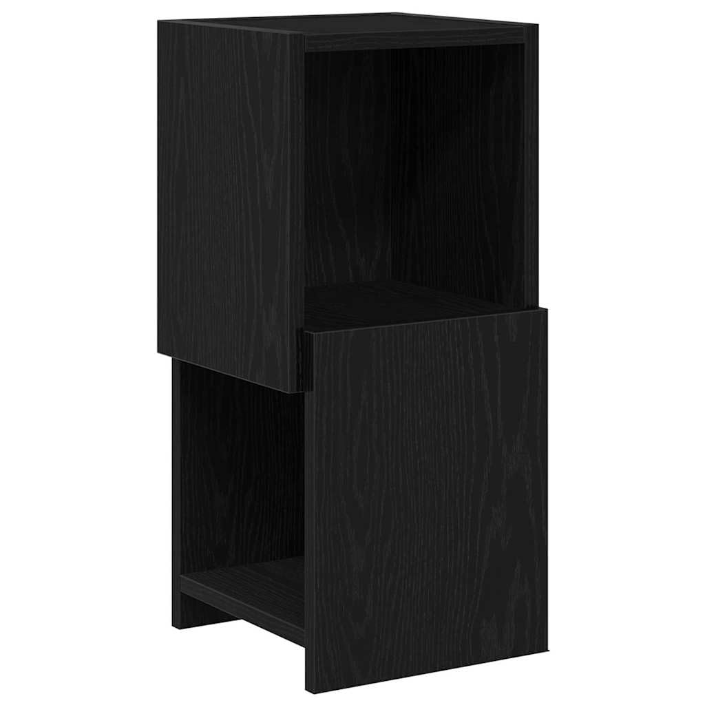 Hothingwell Szafka narożna dębowa czarna 25,5 x 25 x 55 cm z drewna inżynieryjnego, nowoczesna półka narożna z matowym wykończeniem, oszczędność miejsca do salonu, książek i dekoracji, mocowanie