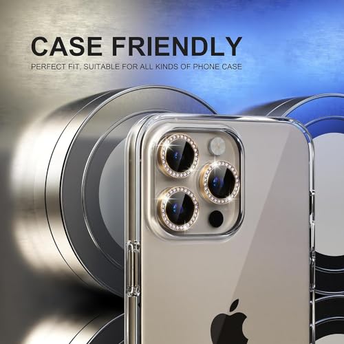 Image of inchiPhone 15 Pro / 15 Pro Max Camera Lens Protector Ring - Premium 9H Tempered Glass Lens Guard, Anti-Scratch, Anti-Drop, HD Clear Camera Lens Cover for Ultimate Protection and Durability inch Diamond gold
