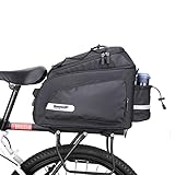 Rhinowalk Alforjas Bicicleta Impermeable, Bolsa Sillín Ciclismo Bolsa de Tronco de Cercanías Bolsa de Transporte para MTB Bicicleta de Carretera, con Fundas Antilluvia y Correra de Hombro (Negro)