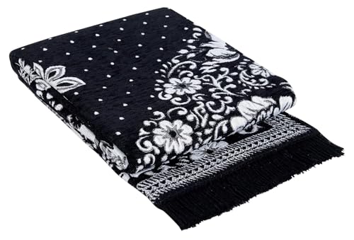 Image of Premium Cotton Carpet for Living Room 5 X 7 FEET | Carpet for Hall /Area Rugs /ChenilleCarpet /CottonCarpet /Carpet for Living Room /Kalin & Dari | Reactangular (Black)