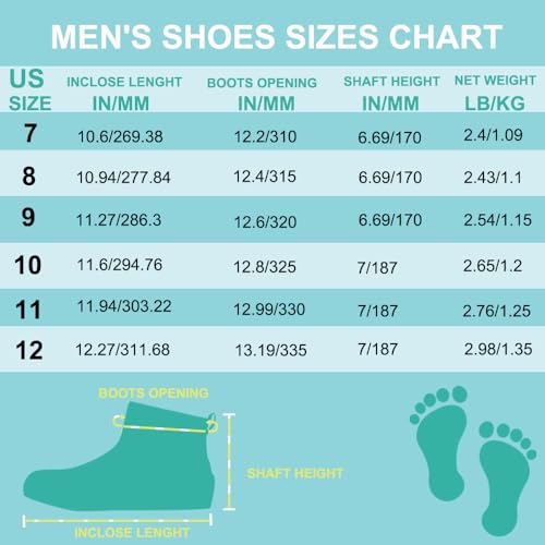 Men's Rain Boots Fishing Boots, Anti-Slip Neoprene Rubber Ankle Men Boots Outdoor for Gardening Fishing Boating Sailing Black4