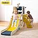 Toddler Slide Playground Playset, 6-in-1 Kids Indoor Outdoor Slide with Climber, Basketball Hoop, Telescope & Toy Storage, Toddler Slide for Age 1-3 (Blue&Yellow)