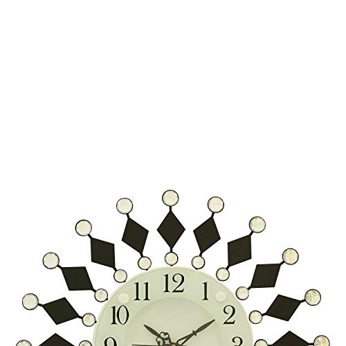 Image of CHRONIKLE Beautiful Floral Design Round Analog Diamond Series Home /Office Decor Metal Wall Clock with Sweep Movement (Size: 37 x 5 x 37 CM | Color: Black | Weight: 615 grm)