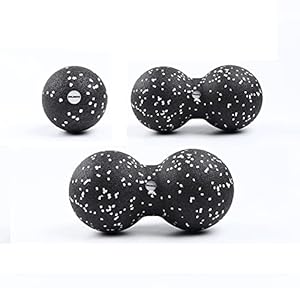 Misazy Selbstmassageball,Massage Duo Ball Faszienball Set,faszien ball,Massagebälle Set,Einzelball (8cm), Doppelball (8cm 12cm) Massageball-Set (Schwarz Weiß)
