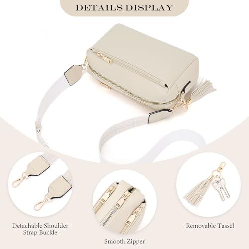 Image of Roulens Triple Zip Small Crossbody Bag for women,Wide Strap Cell Phone Purse Shoulder Handbag Wallet with Credit Card Slots | Triple Zip