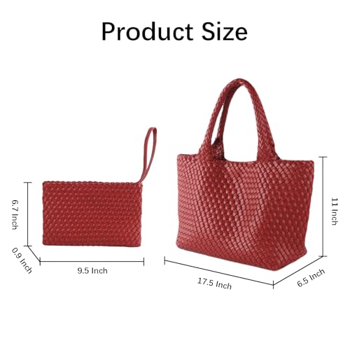 Image of SporGenius Woven Tote Bag Large Vegan Leather Totes Bag, Fashion Handwoven Purses for Women