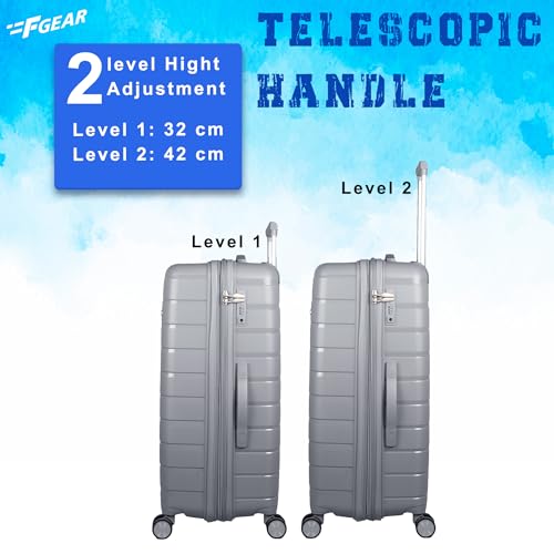 Image of F Gear PPS27 Polypropylene Hardshell /Hardsided /Hardcase Light Weight 8 Wheeler Spinner Luggage Bag /Smooth Speed Wheel Suitcase /Trolley with TSA Lock for Men Women (Check in 28 Inch, Light Grey)