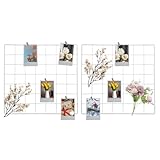 sourcing map 2 Stück Draht-Wandgitter-Panel, 35,6 x 35,6 cm, Metall, Foto-Hängitter-Regal, dekorative Gitterwand, Drahtbrett-Organizer mit Schraube für Kunst-Display-Rahmen, Heimdekoration, Weiß