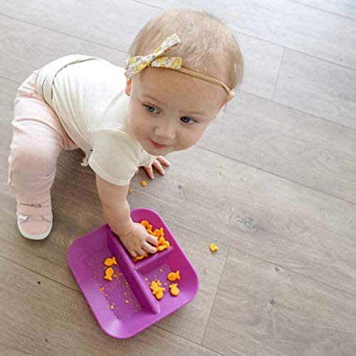 Kiddiebites | 100% Silicone Plates For Babies & Kids | Made In The Usa | Bpa, Bps, Lead, Cadmium, Pvc, & Phthalate Free | Children's Divided Placemat Set | Plum, 2 Pack #TOP3