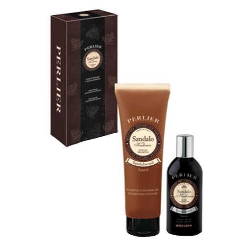 Perlier, Cofanetto Sandalo di Kashmir, Ricette Naturali con Bagno Doccia & Elisir di Profumo Uomo, Idratazione e Fragranza Fresca, Ideale per la Cura Quotidiana Maschile