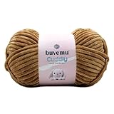 Cuddly Velvet Chenille Yarn, Super Soft Fluffy Bulky for Knitting Crocheting Crafting Blanket Amigurumi, Durable for Shedding, 100 Gram (3.53 Ounces) 109 Yards (100 Meters) (Caramel)