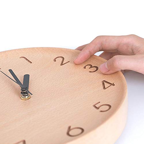 Wall Clock Battery Operated Non Ticking 12 Inch Personalized Silent Bedroom Living Room Decoration Solid Wood(Beech) #TOP3