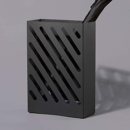 Porte-parapluies noir avec support de vidange et boîte de rangement - 3