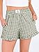 ANRABESS Womens Ruffle Boxer Shorts Pajama Gingham Shorts Summer Casual Lounge Sleep Plaid Beach Bottoms Pockets 2026 Trendy Army Green White Plaid Medium