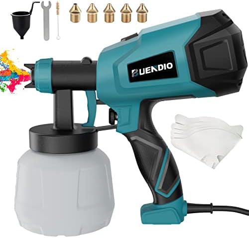BUENDIO Paint Sprayer, 700W High Power, 6 Copper Nozzles & 3 Spray Patterns, Easy to Clean, HVLP Spray Gun for Furniture, Cabinets, Fence, Garden Chairs, Walls, DIY Works etc. TPX01