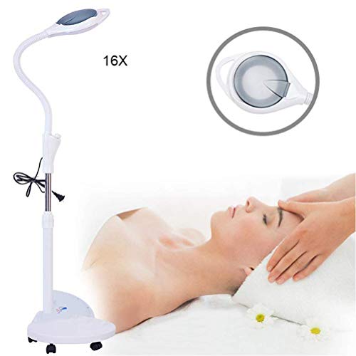 Preisvergleich Produktbild Manualks 16X ästhetische Lupe LED-Verstärkungslampe Vertikale Stehlampe Mobile Drehung 360 ° verstellbares Schönheitslicht, für Beauty Salon Tattoo Nagelhaut Whit Clinics