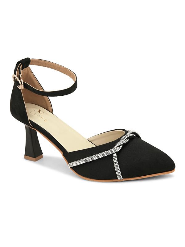 Image of XE Looks Women's Fashion Sandals | Faux Leather Attractive and Trendy Block Heel | or Wedding Occasion Heel Height 3inch| For Women & Girls