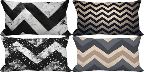 Fundas Cojines 50x70 Juego de 4 Europa del Norte Cojines Exterior Suave Cushion Covers Raya Diseño Estampado con Cremallera Invisible para Verano Exterior Jardín Patio Coche Decorativos Regalo o27-89