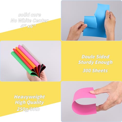 Image of 4 inch x 6 inch Cardstock, 300 Pack /30 Assorted Colors Colorful Thick Paper Cardstock Blank Colored Cards Stock for Invitations, Greeting Cards Making, Postcards, Photos, 250GSM Thick Paper Colorful