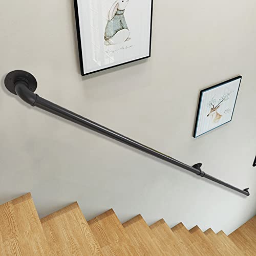 Rampe d'escalier kit complet en fer forgé noir 360 cm pour intérieur
