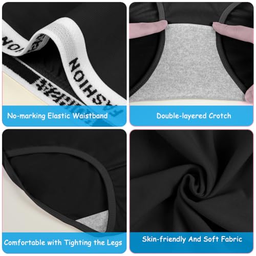 AYBUY Unterwäsche für Mädchen, 8er-Pack Schwarz weiche Mädchen-Slips, Atmungsaktive, Bequeme und weiche Mädchen-Slip für Jugendliche(8-12 Jahre)