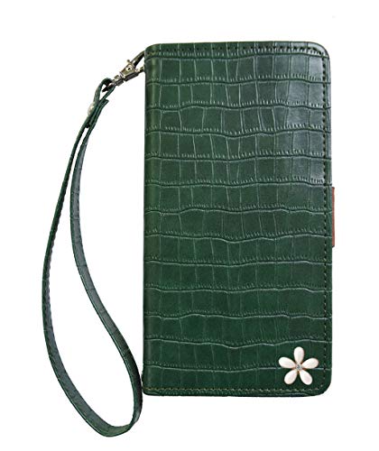 【Salon de M】ケース Xperia10 VII SO-52F SOG16 A502SO 対応 スマホカバー 携帯 PUレザー 合皮 可愛い 人気 おしゃれ 財布 スタンド 鏡 ミラー 付 マグネット 手帳ケース 鰐柄 横開き カード収納 白 花