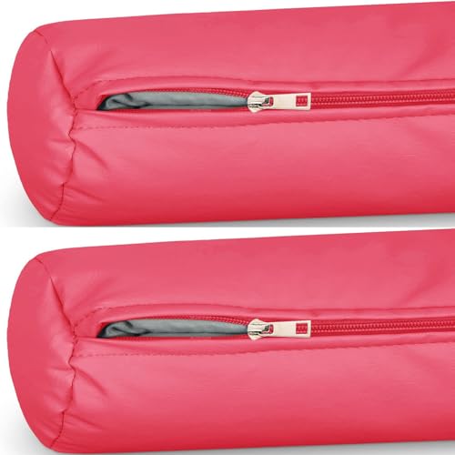 2PCS Outdoor Neck Roll Pillow Cover Waterproof Case Only - Cervical Pillow Covers with Zipper Cylinder Soft Bolster Pillow Cases