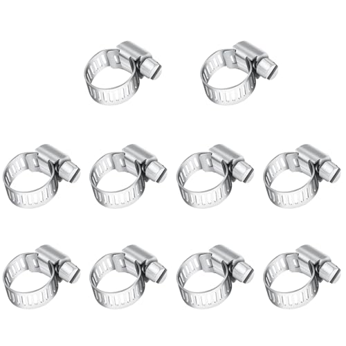 10pcs 6-12mm Collier de Serrage Inox, Leryati 304 Collier Serrage Métallique Collier Durite, Collier Serrage Réglable en Acier Inoxydable Convient Pour Piscine, Machine à Laver, Jardin