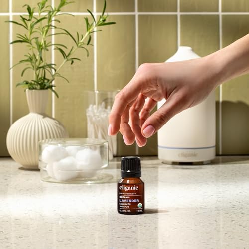 Image of Cliganic Organic Lavender Essential Oil, 1oz - 100% Pure Natural Undiluted, for Aromatherapy Diffuser | Non-GMO Verified