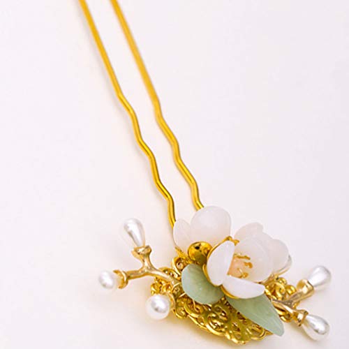 PIXNOR Flower Hair Pin Pearl Hair Stick Vintage Hair Chopsticks Chignon Pin Add Pendant Hair Insert Updo Headdress Headwear for Women Lady
