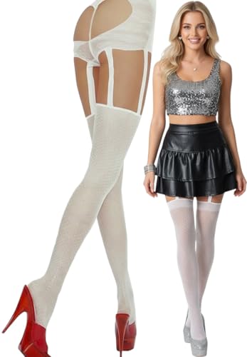 Image of ToBeInStyle Women's Faux Print Suspender Garter Sheers Pantyhose