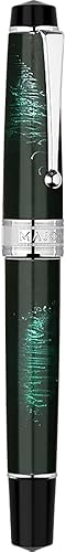 Miniatura 1 de Majohn T5 - Pluma estilográfica de pistón, fuegos artificiales verdes, punta extrafina, gran capacidad de tinta con caja