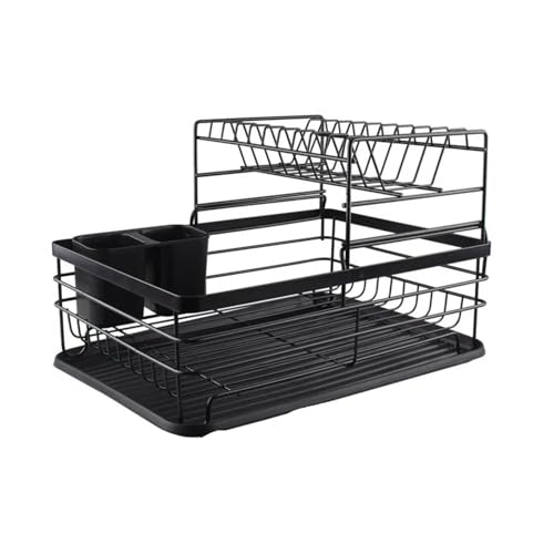 キッチンカウンター用2段水切りラック(調理器具ホルダー付き)(White 1 Layer)