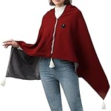 Manta Eléctrica, Manta Térmica Portátil Recargable por USB con Cremallera, Ajuste de Temperatura de Tres Niveles, Ideal para Oficina, Camping y Hogar,Rojo,150×80cm/59×31in