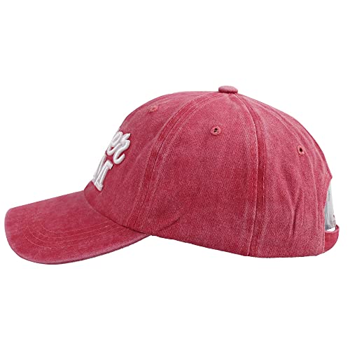 Image of Distressed Soccer Mom Baseball Cap for Women, Adjustable Washed Embroidered Sun Hat for Mama