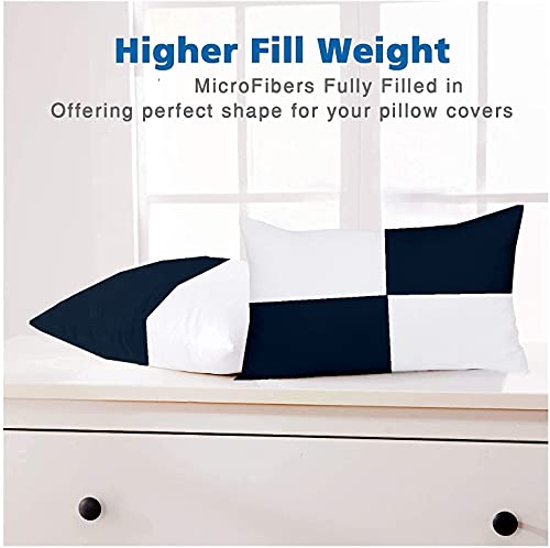 Image of Sleeping Pillow - Micro Fiber Filled Pillow /Takiya Set of 2-16x24 Inch Chacked Navy