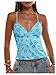 SOLY HUX Women's Y2k Sequin Cami Top V Neck Spaghetti Strap Criss Cross Backless Going Out Tops Party Clubwear Blue Small