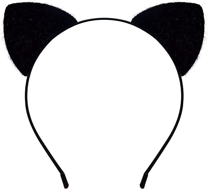 U-Zomir Cat Ears Headband with Face Jewels, Black Cat Ears Cat Costumes for Women Fancy Cosplay Outfit Black Cat Halloween Costumes for Women