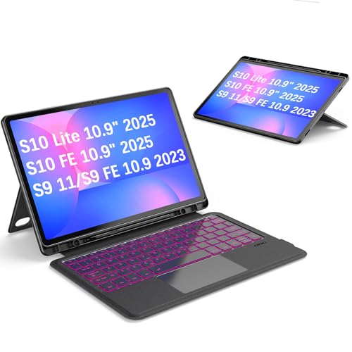 Keyboard Case for Samsung Galaxy Tab S10 Lite/S10 FE/S9 FE 10.9"/S9 11", Magnetic Detachable Bluetooth Keyboard with Touchpad, Portrait/Landscape Mode, Built-in Pencil Holder, Black by LIDVN - Used condition - US$58.89