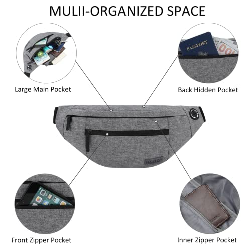 Image of MAXTOP Large Crossbody Fanny Pack Belt Bag with 4-Zipper Pockets Gifts for Enjoy Sports Festival Workout Traveling Running Casual Hands-Free Wallets Waist Pack Phone Bag Carrying All Phones