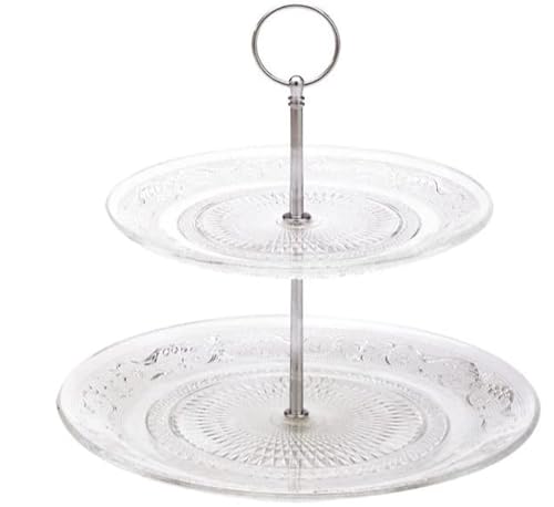 Generico Alzata Centrotavola in Vetro a due piani, diametro 20 cm e 25 cm
